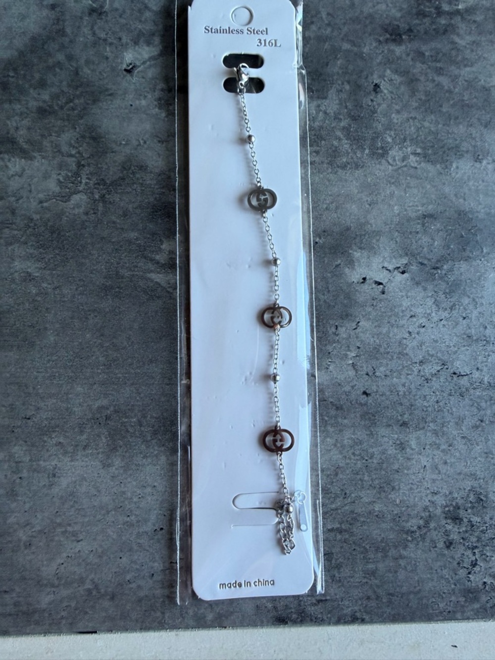 Stainless Steel Silver Link Bracelet with Circle Accents